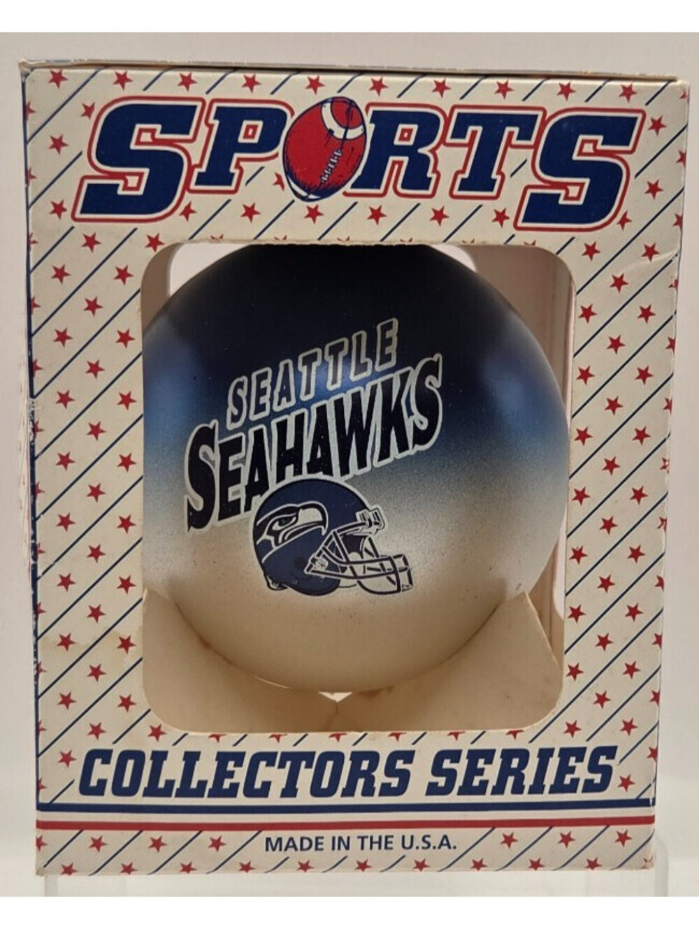 Vintage Seattle Seahawks Topperscot Glass Christmas Ornament NOS NFL USA